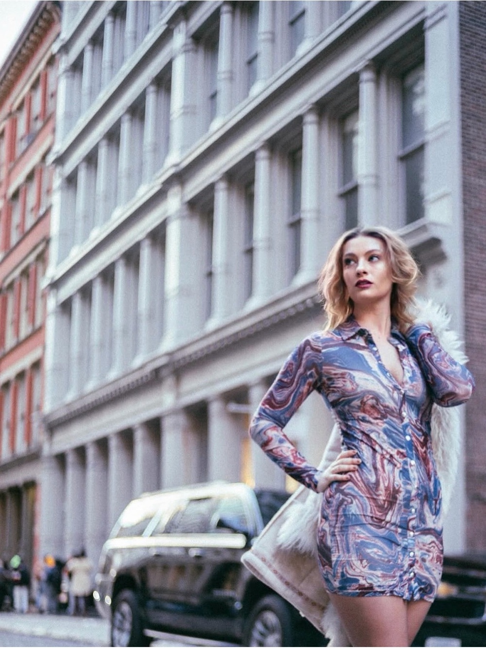 Princess Polly Long Sleeve Marble Print Bodycon Dress in Multicolor